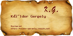 Káldor Gergely névjegykártya