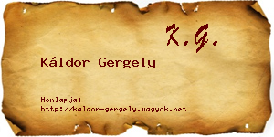 Káldor Gergely névjegykártya